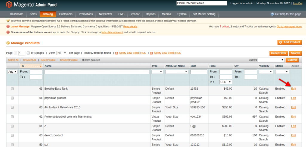 custom options magento manage